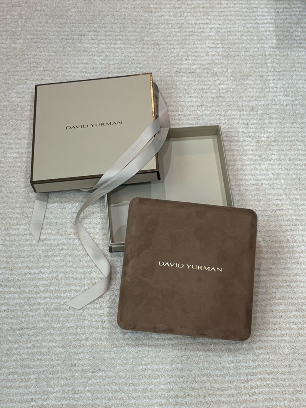 David Yurman Men’s Necklace Box, full set moleskin, box ribbon